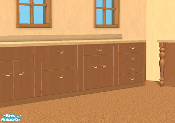 Sims 2 — Aeki Standard Counters Mesh Set by canuckdiva — The original Aeki Standard Counter meshes in cedar, complete