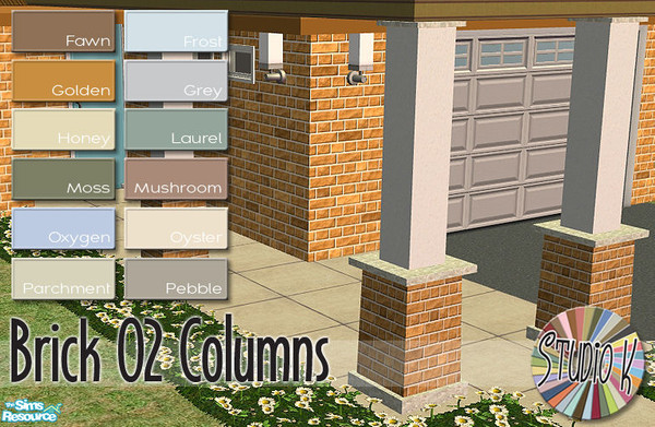 Sims 2 — Studio K Brick 02 Columns_02 by StudioKhagerks — 13-24 of 36 colors. Coordinates with Studio K Brick 02 Fencing