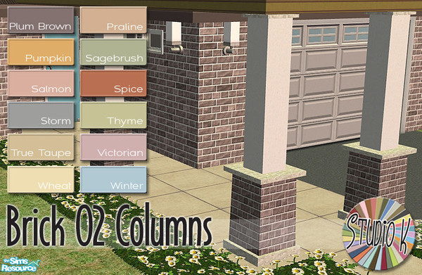 Sims 2 — Studio K Brick 02 Columns_03 by StudioKhagerks — 25-36 of 36 colors. Coordinates with Studio K Brick 02 Fencing