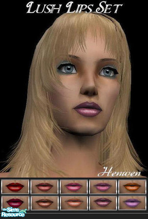 Sims 2 — Lush Lips Set by Henwen — A set of scrumptious lip colors.