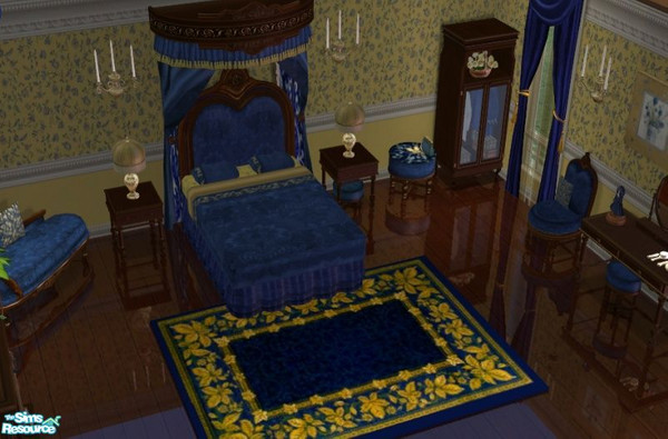 Sims 2 — JSF Bedroom by lisa9999 — Cashcraft\'s Vanity Fair Bedroom Recolored in royal blue.
