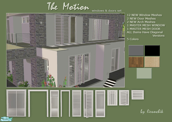 Sims 2 — The Motion Set by lirunchik — I always had a lack of good windows and doors for my houses. So I\'ve decided to