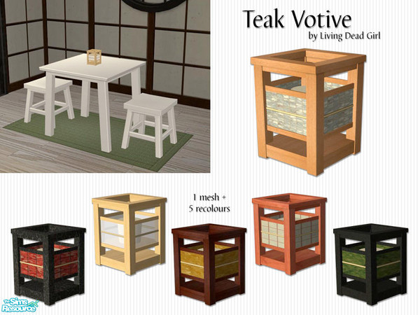 Sims 2 — Teak Votive by Living Dead Girl — Useless clutter. No EP required.
