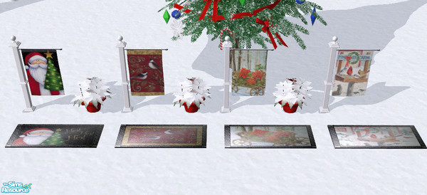 Sims 2 — Christmas Set 2 by lisa9999 — A set of garden flags and door mats for the holidays!